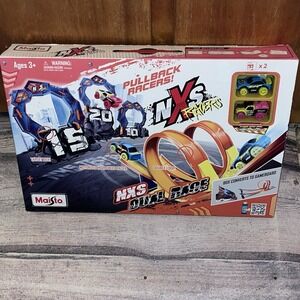 Maisto NXS Racers Dual Race Motorized Racing Set, 2 Cars & Double Loop Track New
